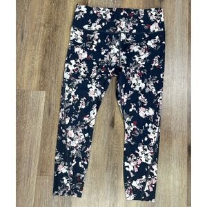 Athleta Challenge Bloom Womens Leggings Sz-L Navy Floral Yoga Athleisure Workout